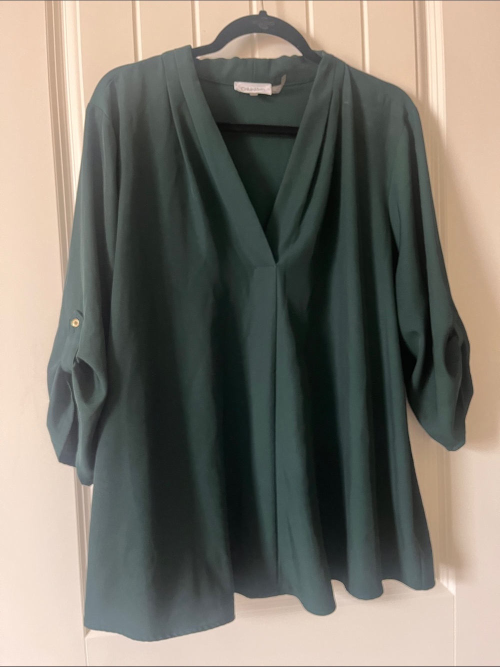 Calvin Klein Dark Green V-Neck Tunic Blouse